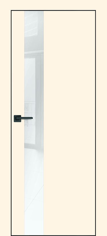 Межкомнатная дверь PX-10 черная кромка с 4-х ст. Дуб скай белый