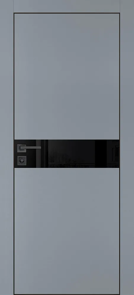 Фото Межкомнатная дверь PX-13 черная кромка с 4-х ст. Серый матовый