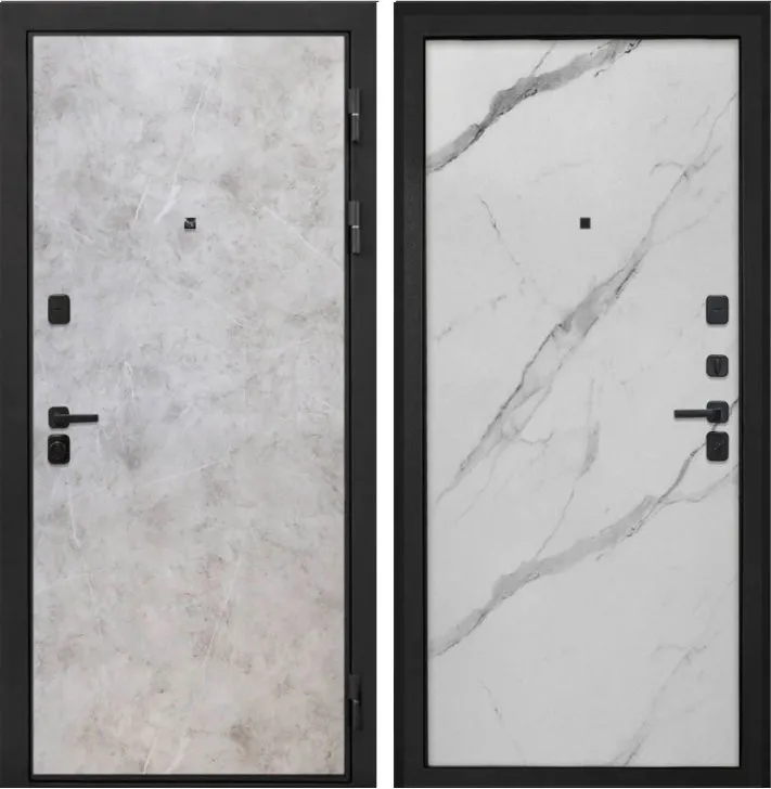 Фото Дверь Интекрон Профит Black (фурнитура черная) Мрамор светлый DIS007186